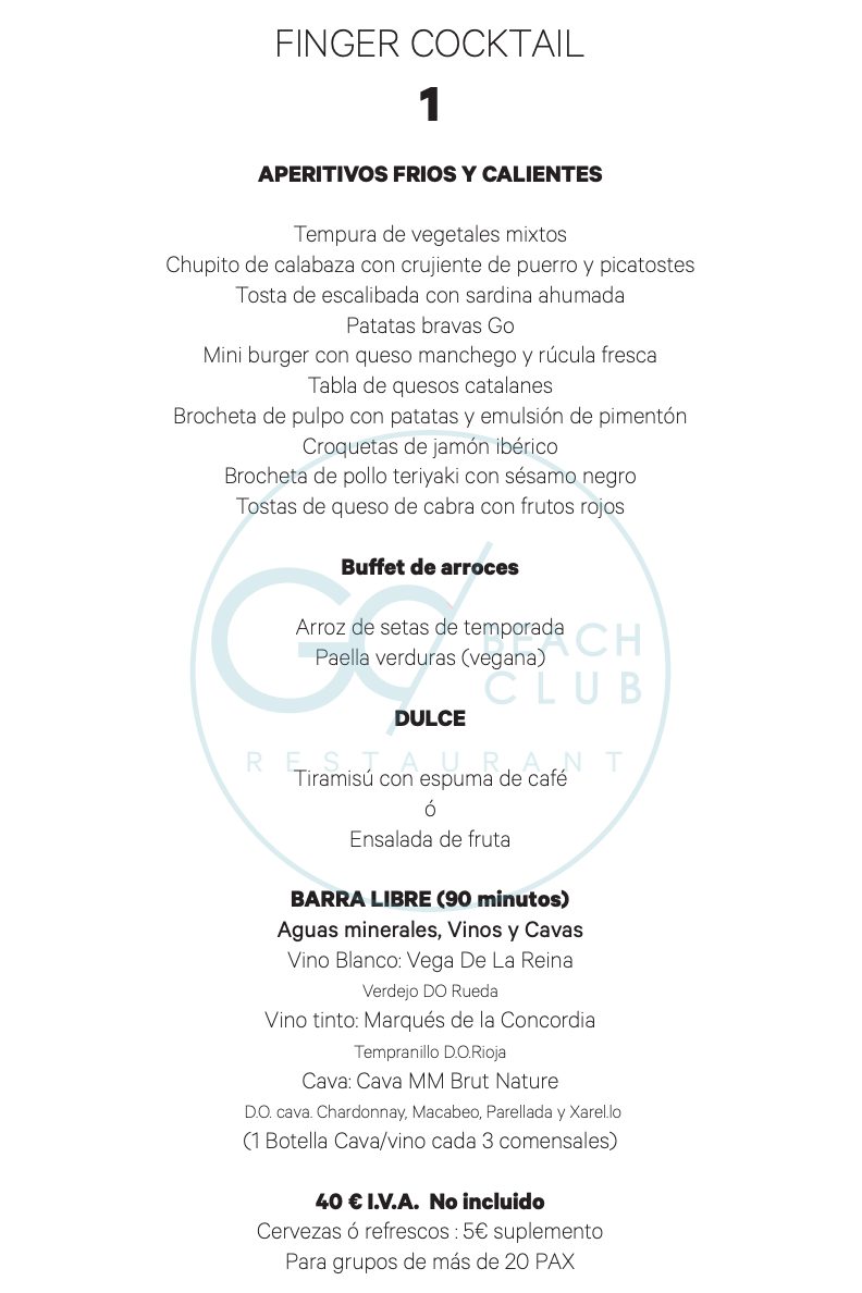 carta go beach club barcelona